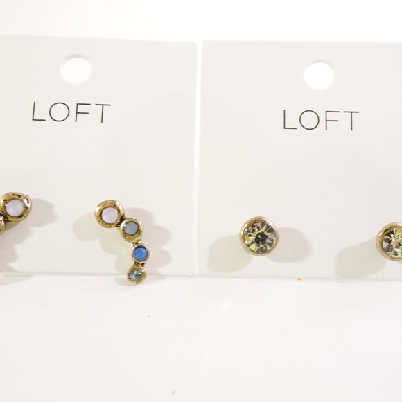Ann Taylor LOFT Gold Solitaire Small Stud Earrings NWT 19.5 Ear Climbers NWT 24. - Picture 3 of 6